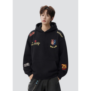 26春美式高街徽章刺绣外套连帽卫衣情侣男宽松705-WY1661-TP48，女装短外套，星座705