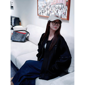 中性款现货秋新美式复古拼接棒球服拉链夹克呢外套 705-W8867-P95图片