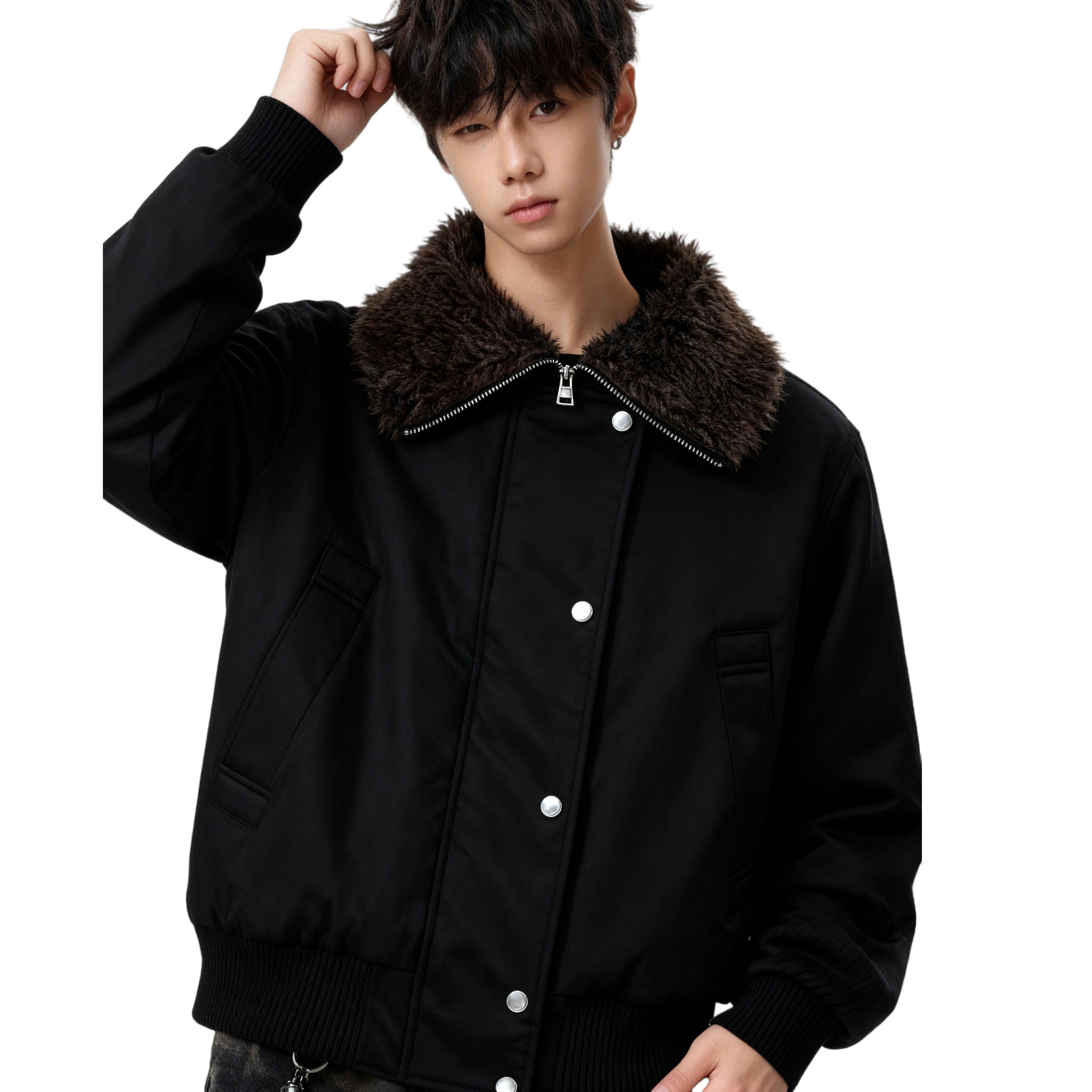 25冬美式座山雕加厚毛领廓形夹克棉服潮牌设计感705-M3703-特P90，男装夹克，星座705