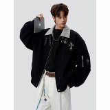 春美式十字架刺绣翻领夹克高街宽松设计潮牌外套705-JK5909-特P78,男装夹克,星座705, 春美式十字架刺绣翻领夹克高街宽松设计潮牌外套705-JK5909-特P78,男装夹克,星座705,