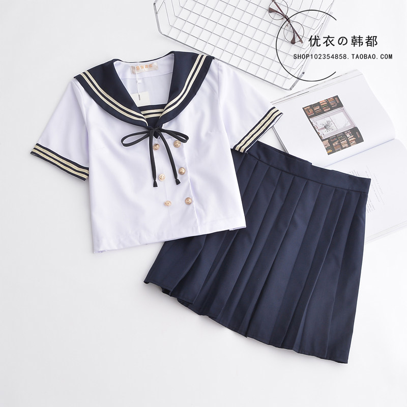 网红日系软妹甜美JK水手服双排扣二本制服学院风海军学生初高班服