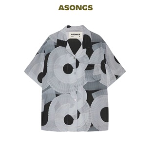 安松室ASONGS｜无限折叠黑灰套装｜男女同款情侣休闲家居服睡衣