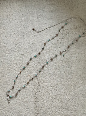 AIHPOS索壹陆925银小鱼珍珠图画石松石天河石非洲松项链