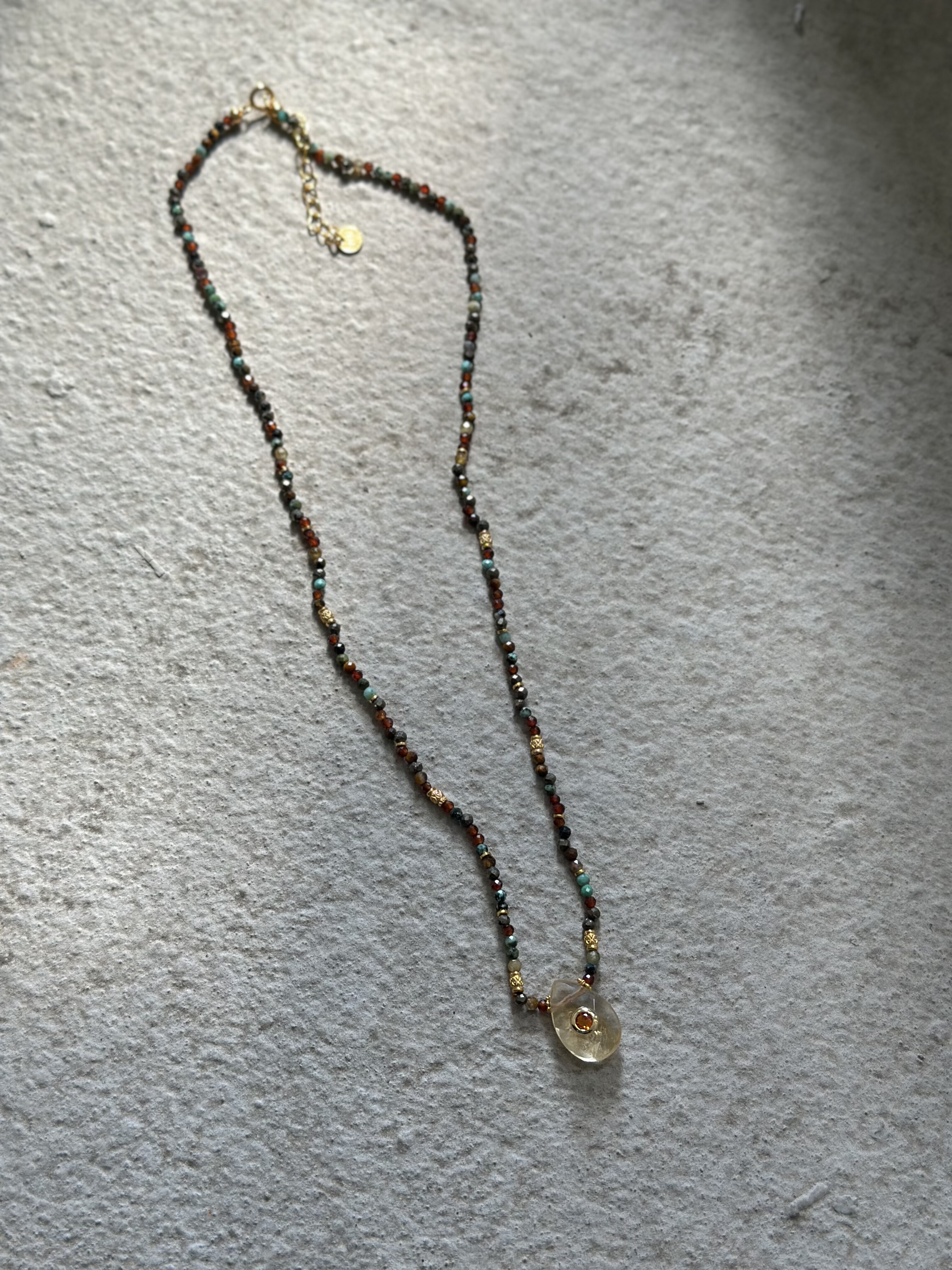 AIHPOS索壹陆 925银黄水晶吊坠项链