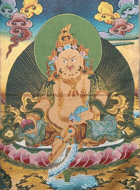 古玩杂项旧藏刺绣黄财神挂画装饰画客厅书房茶室挂画