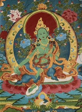 古玩杂项旧藏刺绣绿度母挂画装饰画客厅书房茶室挂画