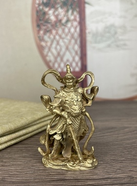 黄铜韦陀铜像韦陀菩萨家居摆件家宅护宅韦陀伽