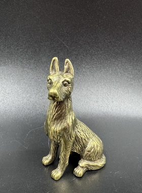 古玩工艺品合金铜实心生肖十二生肖财狗复古铜器茶宠摆件手把