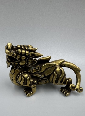 纯铜貔貅摆件迷你招财小号貔貅手把件客厅中式装饰金属工艺品