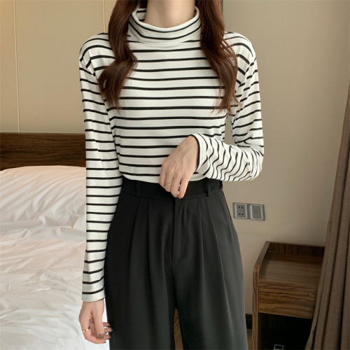 Real price autumn and winter large size basic versatile stripe plush Bottomwear