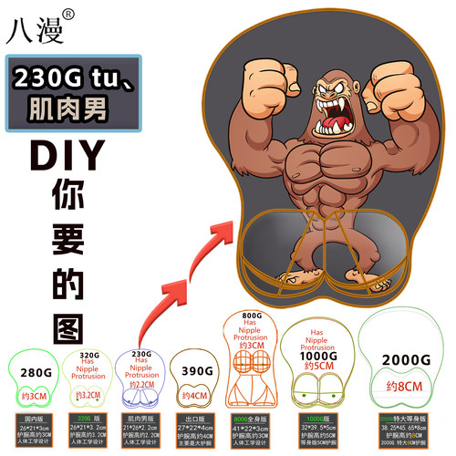 八漫3D动漫立体硅胶护腕鼠标垫