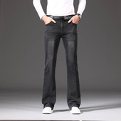 25秋冬新款 子 弹力宽松男休闲喇叭裤 加厚男微喇叭牛仔长裤 潮裤