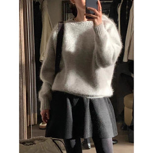 秒发 极简设计感韩国OUNCE甜美减龄纯色松紧高腰A字半身裙短裙女