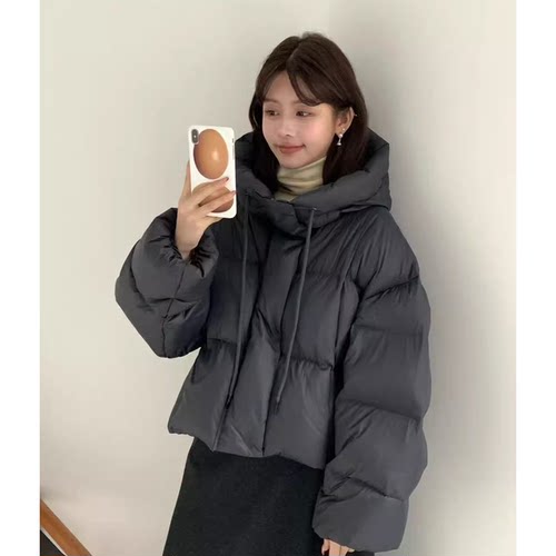 陆续！减龄设计感鸡蛋家韩国25冬EGG云朵泡芙鹅绒短款连帽羽绒服