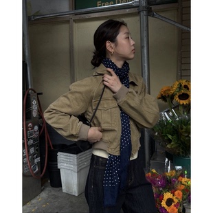 甜酷风复古做旧工装 宽松休闲气质短外套女 夹克韩国2026春季