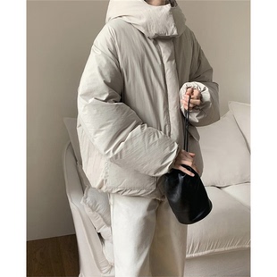 韩国东大门纯色防风立领连帽羽绒服外套女 新款 秒发 超保暖25冬季