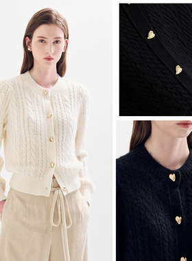 秒发！LANV*N麻花提花针织开衫韩国2026新款通勤优雅高质感上衣女