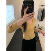 显瘦棉羊毛长袖 软糯好穿U领针织衫 26秋冬韩国修身 打底上衣