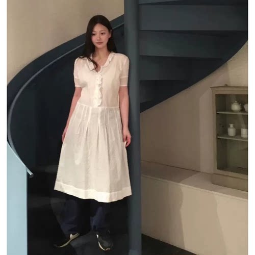 现货！2026春季新款韩国viaplain甜美波点荷叶边短袖衬衫+连衣裙