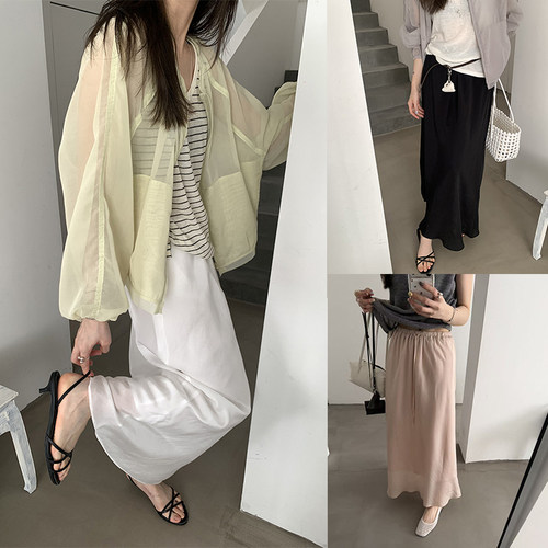 秒发！Lunoia正品韩系两件套26新款微透拉链防晒开衫鱼尾半身裙女