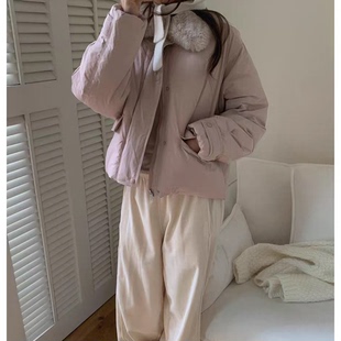 陆续 气质温柔毛领可拆卸简约纯色外套 90鸭绒羽绒服韩国25冬新款