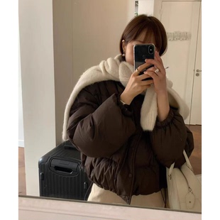 新款 羽绒服25冬季 韩国宽松纯色立领拉链鸭绒外套 OUNCE短款 秒发