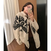 ed氛围感费尔岛雪花羊毛针织毛衣开衫 秒发 韩国设计师2026新款 女