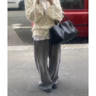 flat冬加厚休闲长裤 秒发 女韩国设计师Lond 子 松弛感加绒卫裤