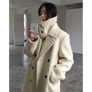 flat过膝长款 羊毛大衣外套 气质通勤韩国设计师25冬Lond 秒发