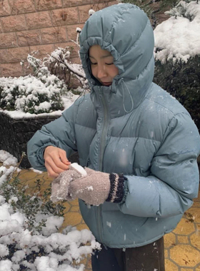 秒发！baby酱韩国25冬季smooth*ood连帽拉链90鹅绒羽绒服短外套女