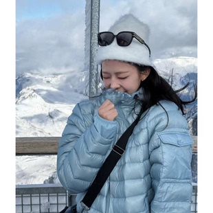 陆续 韩国东大门复古简洁休闲鸭绒90保暖连帽排骨羽绒服外套女