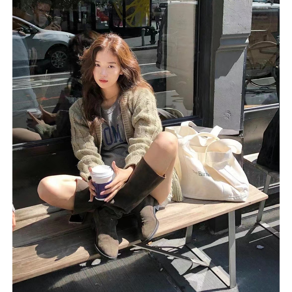 秒发！闭眼入2025秋韩国theBar*net气质复古麻花针织开衫毛衣女