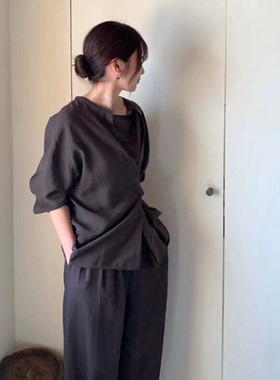 秒发！极简设计26春新款韩国m*ia纯色两穿假两件长袖衬衫上衣女