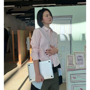 现货！林娜琏金智妍同款条纹衬衫韩国2026新款慵懒百搭长袖上衣女