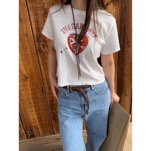 款 丘比特图案短袖 2026春季 韩国设计师休闲百搭心形 T恤女 新款 四季