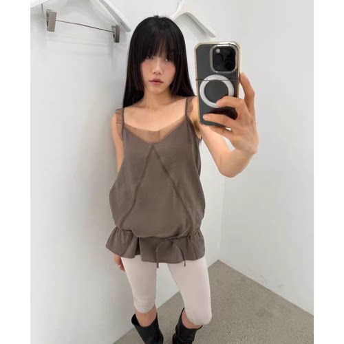 叠穿V领蕾丝荷叶边吊带26夏季新款韩国显瘦无袖背心上衣女