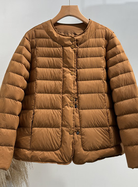 排骨羽绒服女2025新款秋冬大码保暖轻便短款时尚圆领洋气鸭绒外套