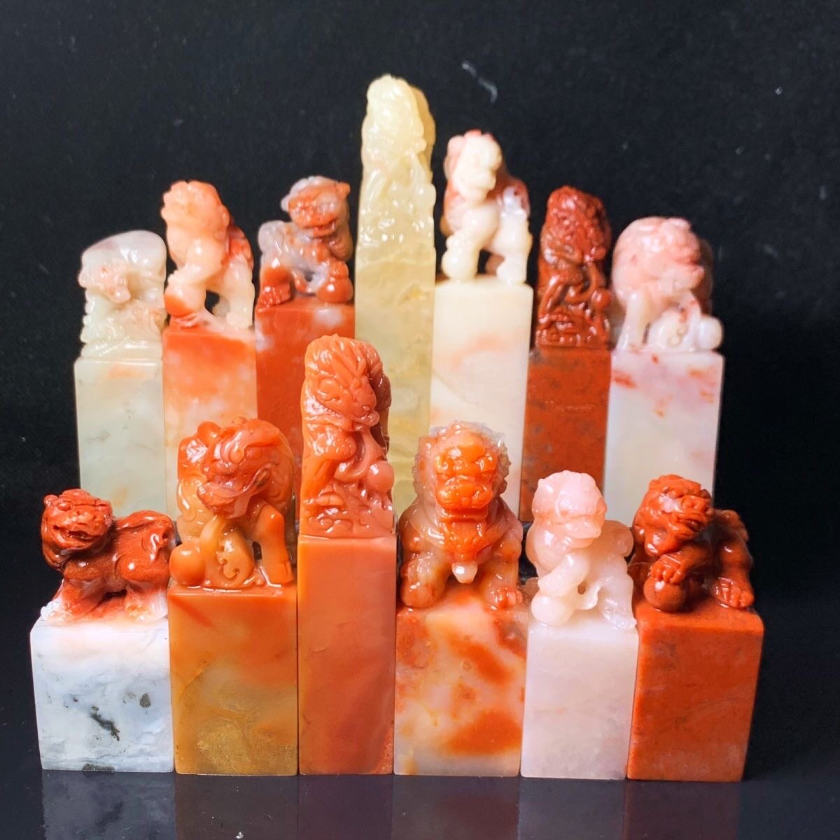 天然老挝石印章石料篆刻寿山石头古兽钮章印章料貔貅书画闲章石头