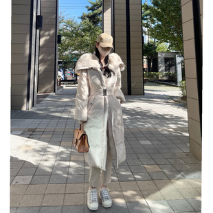 韩国东大门代购秋冬高端狐狸毛领羽绒服腰带