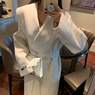 高端秋冬100羊毛翻领长大衣外套 韩国东大门代购