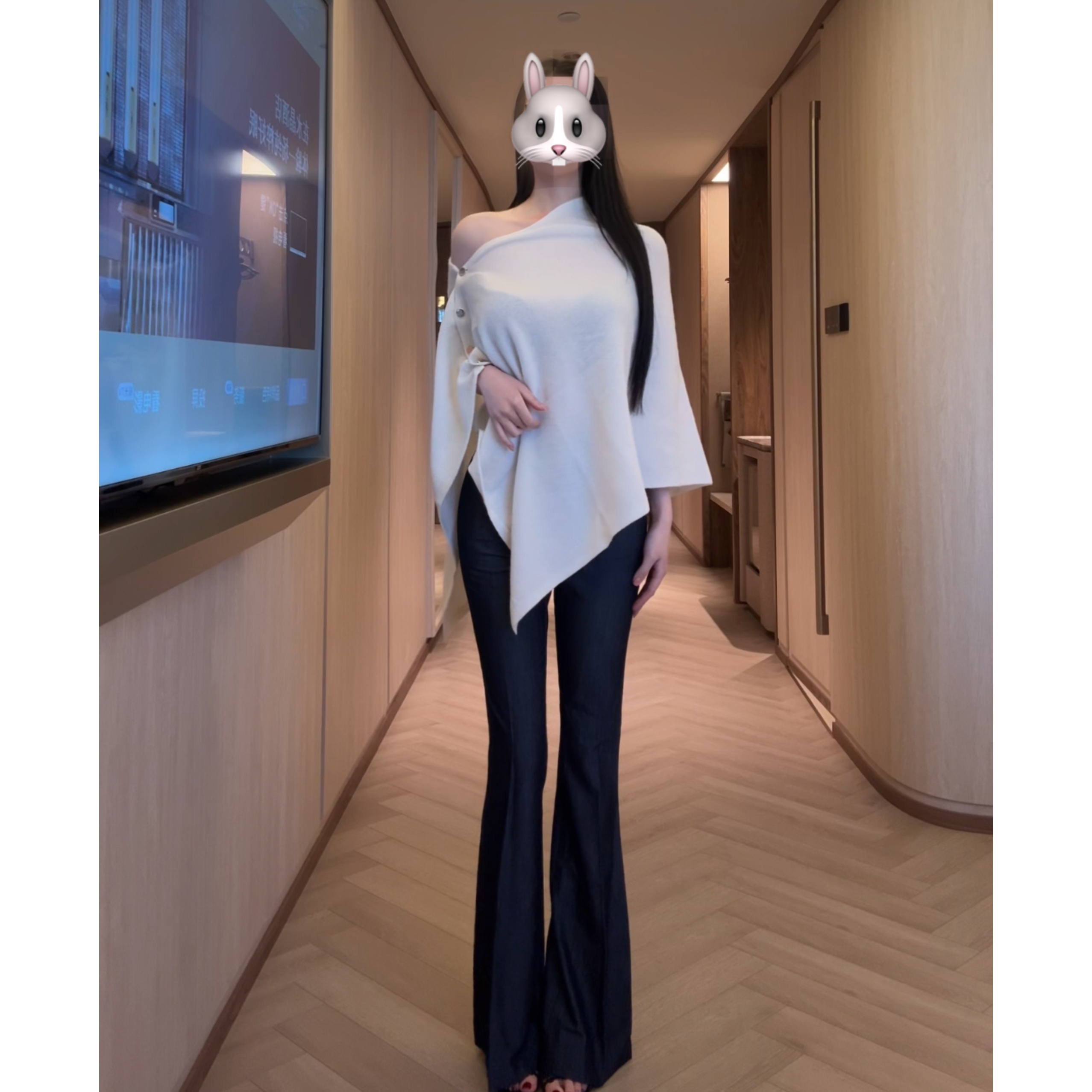 【小红书】韩国东大门代购羊毛披肩斗篷春秋高端高腰西裤