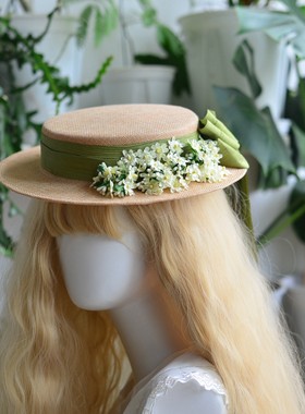复古写真拍照道具lolita花朵礼帽