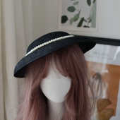 复古法式 珍珠丝绒礼帽写真舞台亲子宫廷lolita麻纱扁帽胚女帽子