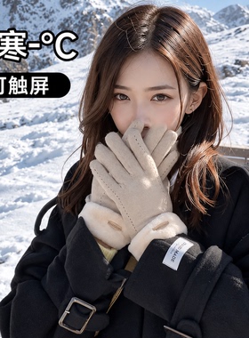 手套女秋冬季加绒保暖防寒可触屏