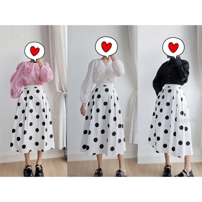 中长款A摆赫本风A插袋半身裙