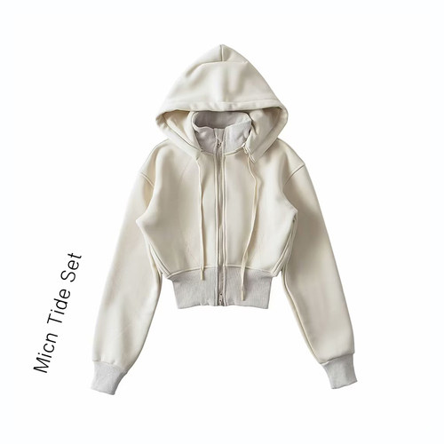 LULU可拆卸连帽短款运动卫衣女