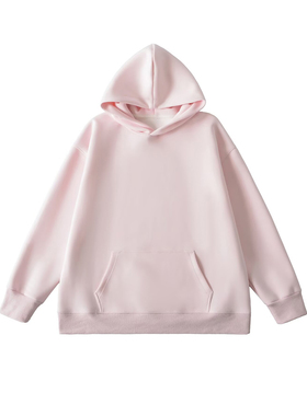 美式简约连帽灰色卫衣女秋冬新款慵懒风宽松廓形休闲帽衫外套上衣