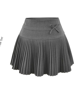 细百褶5.0纯欲芭蕾风中高腰百褶短裙学院风蝴蝶结设计A字半身裙