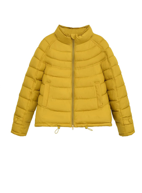 BM MICN黄色排骨棉服女短款2025冬装新款丝绵立领棉衣加厚短外套