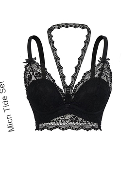 MICN法式纯欲挂脖蕾丝性感内搭内衣女吊带小胸聚拢无钢圈文胸背心